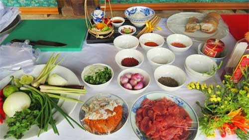 Materials prepared for cooking Bún bò Huế